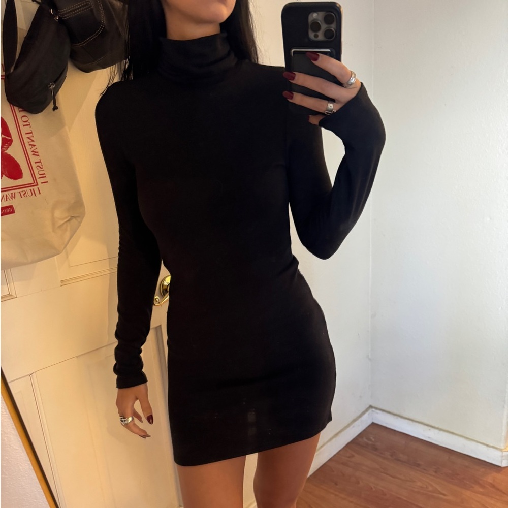 Aritzia Black Turtleneck Bodycon Dress for Night Out